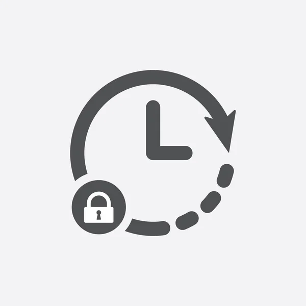 Ícone do relógio com sinal de cadeado. Ícone do relógio e segurança, proteção, símbolo de privacidade —  Vetores de Stock