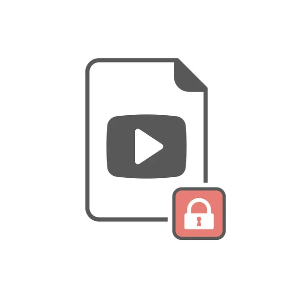 Videopictogram met hangslot teken. Pictogram en beveiliging, bescherming, privacy videosymbool — Stockvector