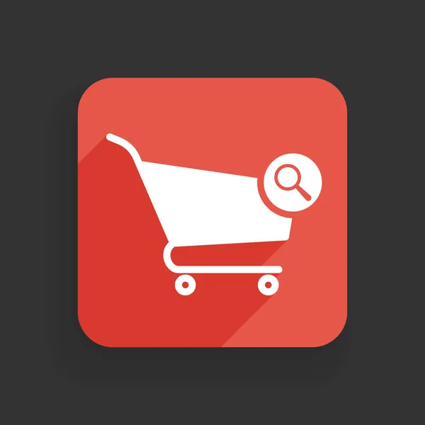 Shopping cart pictogram met onderzoek teken. Shopping cart pictogram en verkennen, zoeken, inspecteren van symbool — Stockvector