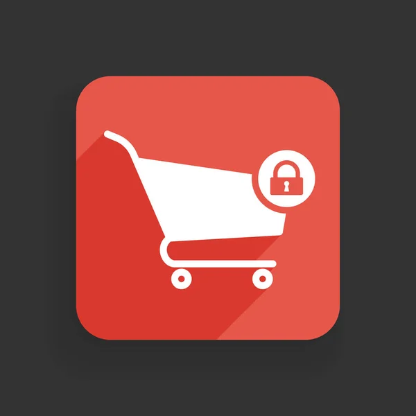 Shopping cart pictogram met hangslot teken. Shopping cart pictogram en beveiliging, bescherming, privacy symbool — Stockvector