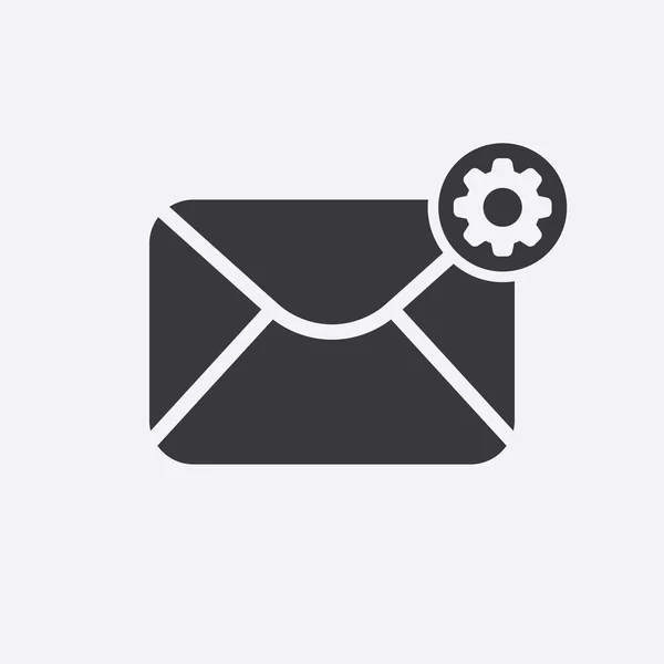 Ícone de correio com sinal de configurações. Ícone de correio e personalizar, configuração, gerenciar, símbolo de processo —  Vetores de Stock