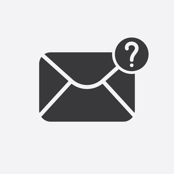 Icône mail avec point d'interrogation. Icône de courrier et d'aide, comment, info, symbole de requête — Image vectorielle