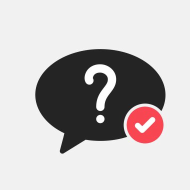 Yardım simgesini onay işareti ile. Simge yardım ve onaylı, onaylamak, kene, tamamlanan sembolü