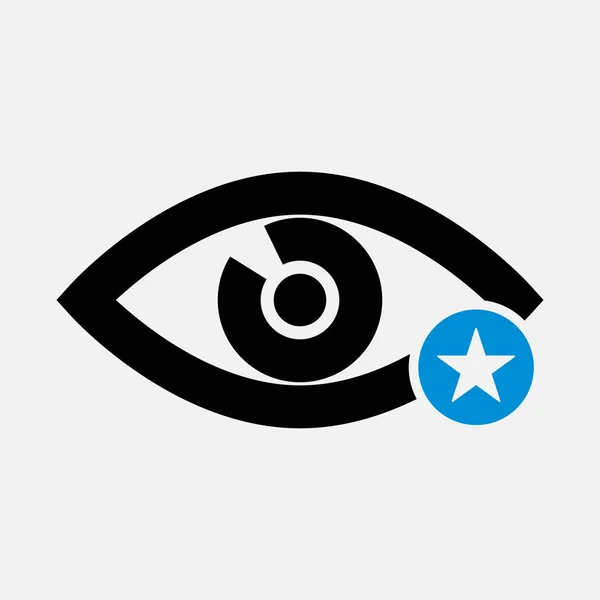 Ícone de olho com sinal de estrela. Ícone de olho e melhor, favorito, símbolo de classificação — Vetor de Stock