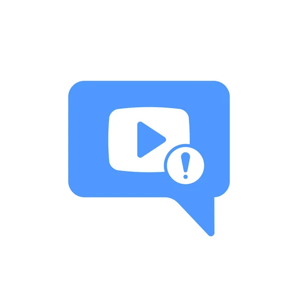 Icono de Video Chat con signo de exclamación. Video Chat icono y alerta, error, alarma, símbolo de peligro — Vector de stock