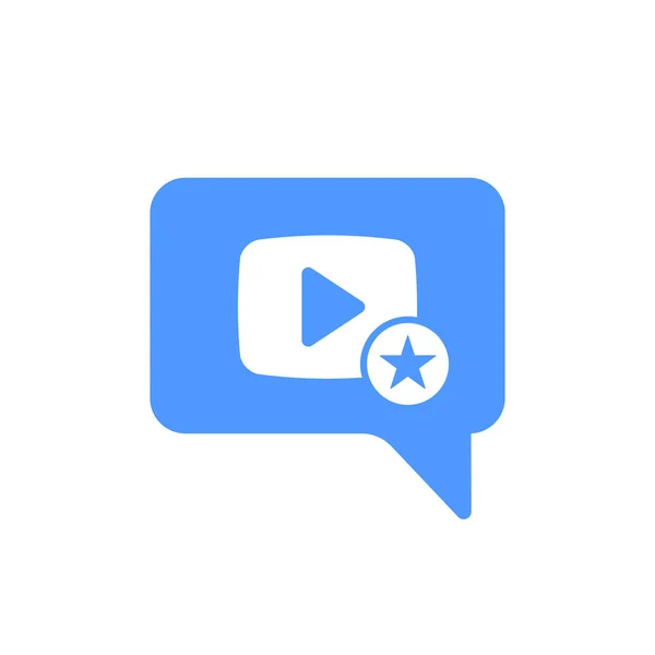 Icône Chat vidéo avec signe étoile. Icône Chat vidéo et meilleur, favori, symbole de notation — Image vectorielle