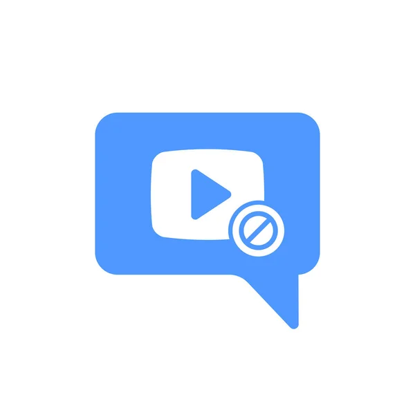 Icono de Video Chat con signo no permitido. Video Chat icono y bloque, prohibido, prohibir símbolo — Vector de stock