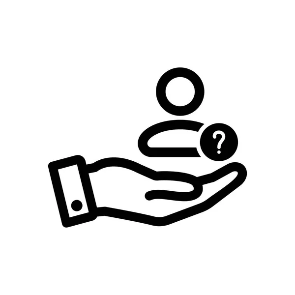 Icono del cliente con signo de interrogación. Icono del cliente y ayuda, cómo, información, símbolo de consulta — Archivo Imágenes Vectoriales