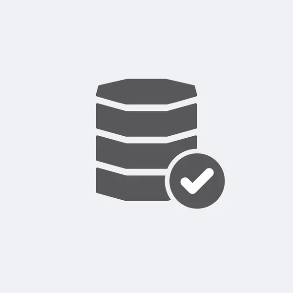 Icono de base de datos con signo de verificación. Icono de base de datos y aprobado, confirmar, hecho, marcar, símbolo completado — Vector de stock