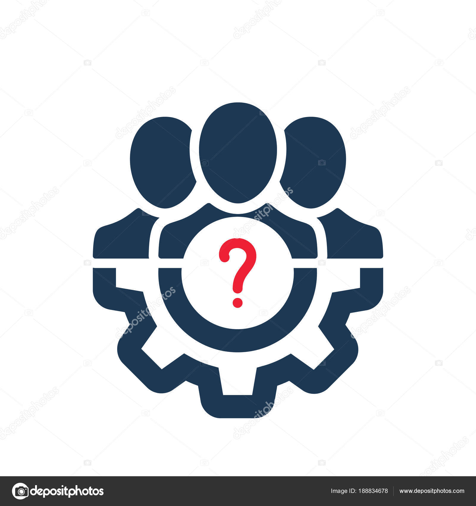 Management icon with question mark. Management icon and help, how to