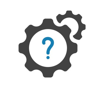 Ayarları simgesi soru işareti ile. Ayarları simgesi ve yardım, nasıl yapılır, bilgi, sorgu simgesi