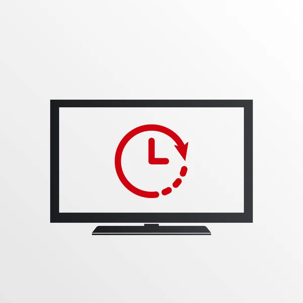 TV-Symbol mit Uhrenzeichen. TV-Symbol und Countdown, Deadline, Zeitplan, Planungssymbol — Stockvektor