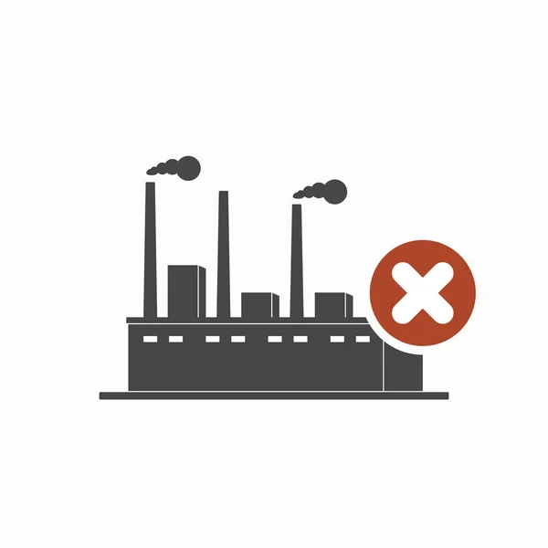 Fabrik-Symbol mit Abbruchzeichen. Fabrik-Symbol und schließen, löschen, entfernen Symbol — Stockvektor