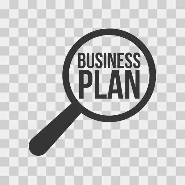 Business Plan Word förstoringsglas — Stock vektor