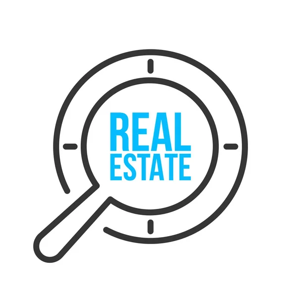 Real Estate Word Magnifying Glass — Stock Vector