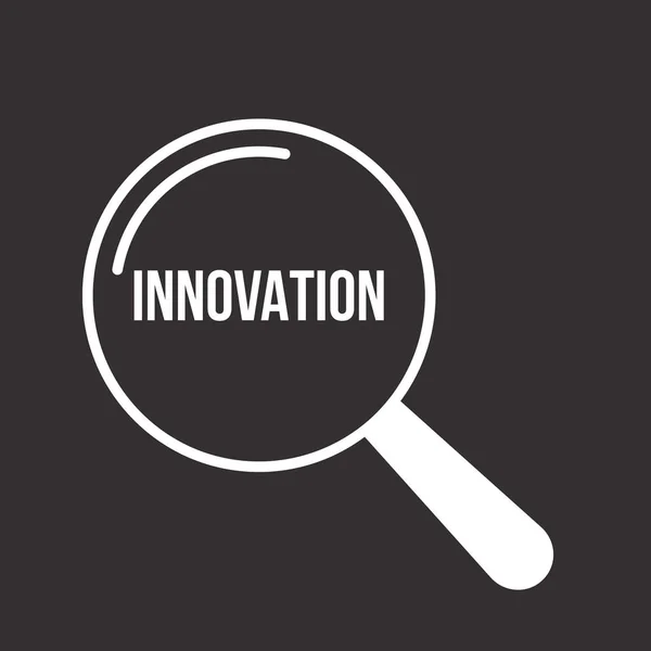 Szkło powiększające słowo innowacji — Wektor stockowy