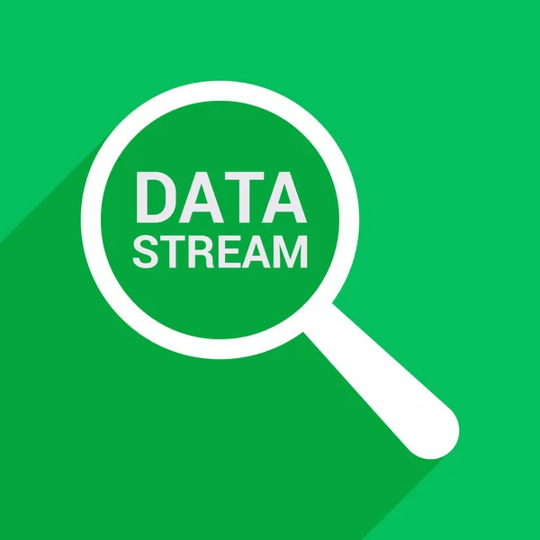 Concepto de datos: lupa óptica con palabras Data Stream — Vector de stock