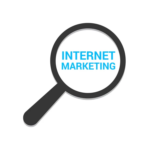 Marketing koncepció: Optikai nagyító szavak Internet marketing — Stock Vector