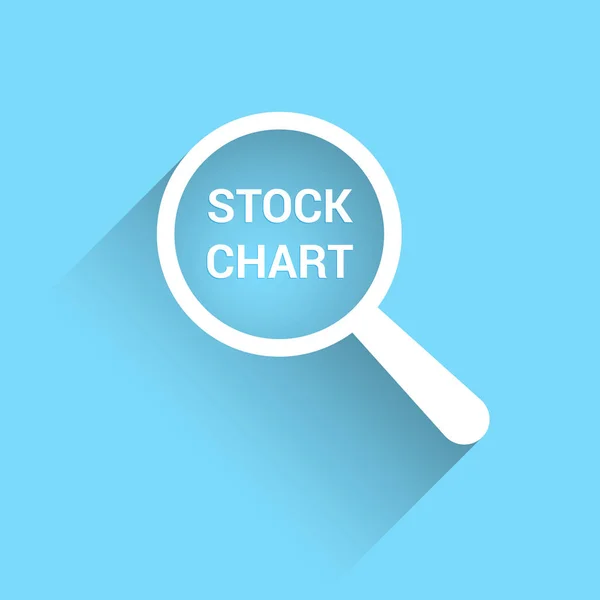 Geschäftskonzept: Optische Lupe mit Wörtern Aktiendiagramm — Stockvektor