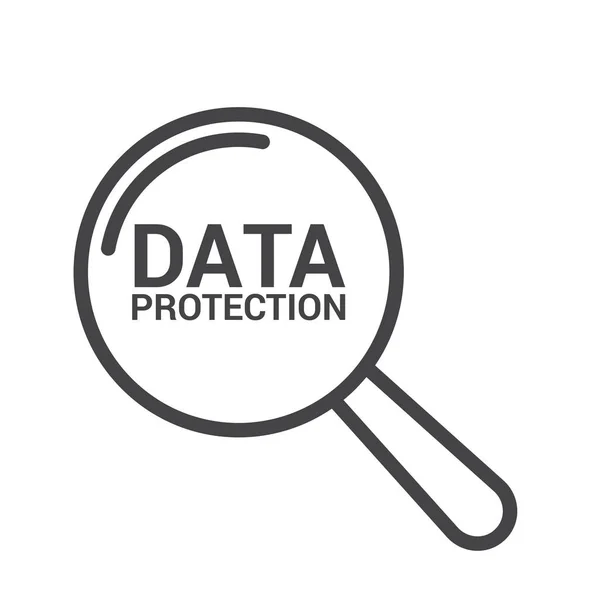 Concepto de privacidad: lupa óptica con palabras Protección de datos — Vector de stock