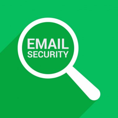 Emniyet konsepti: Kelime e-posta güvenlik ile büyütme optik cam