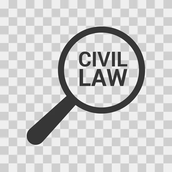 Концепция права: Увеличение оптического стекла словами Гражданское право — стоковый вектор