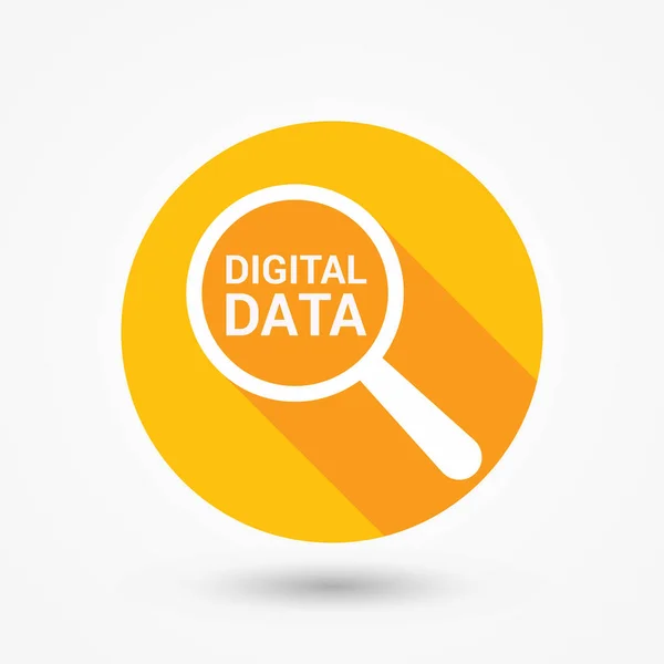 Conceito de dados: Ampliação de vidro óptico com palavras Dados digitais —  Vetores de Stock
