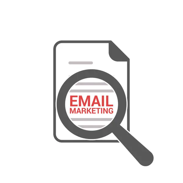 Concetto pubblicitario: lente d'ingrandimento ottica con parole Email Marketing — Vettoriale Stock