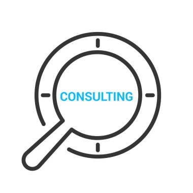 İş kavramı: Danışmanlık kelimelerle optik cam büyütme