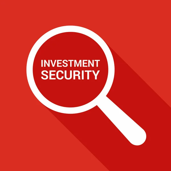 Conceito de proteção: Ampliação de vidro óptico com palavras de segurança de investimento —  Vetores de Stock