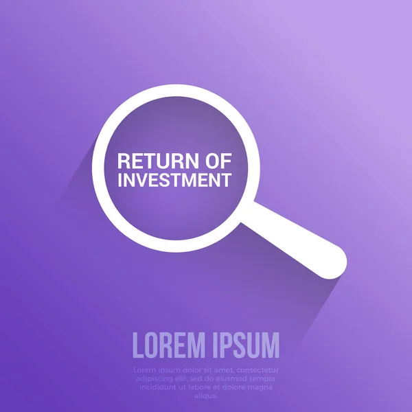 Finanční koncept: Zvětšení optické sklo s slova návrat investic — Stockový vektor