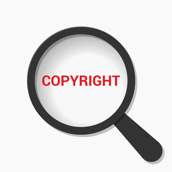 Concepto de ley: Lupa óptica con palabras Copyright — Vector de stock