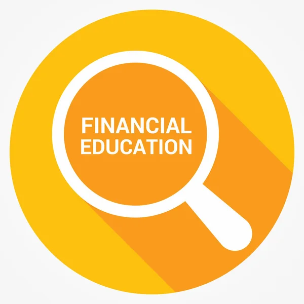Learning koncepció: Optikai nagyító szavak pénzügyi oktatás — Stock Vector