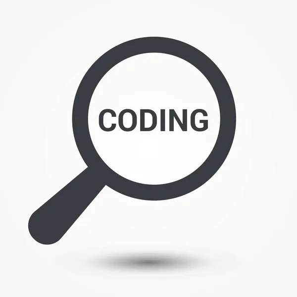 Pojem programování: Zvětšení optické sklo se slovy kódování — Stockový vektor