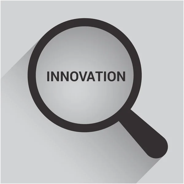 Geschäftskonzept: Optische Lupe mit Wörtern Innovation — Stockvektor