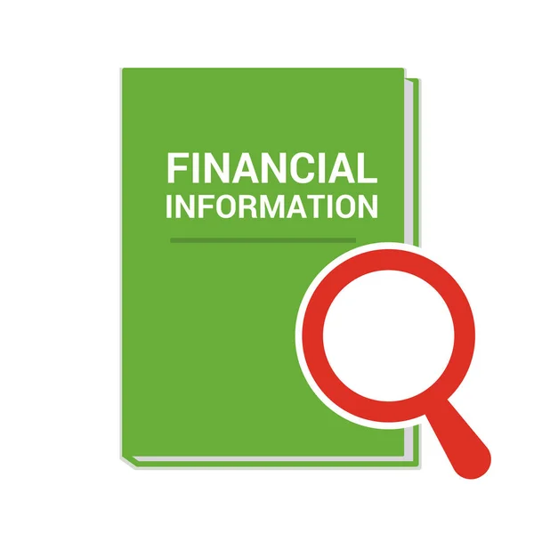 Concetto di finanza: lente d'ingrandimento ottica con parole Informazioni finanziarie — Vettoriale Stock