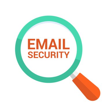 Güvenlik kavramı: Kelime e-posta güvenlik ile büyütme optik cam