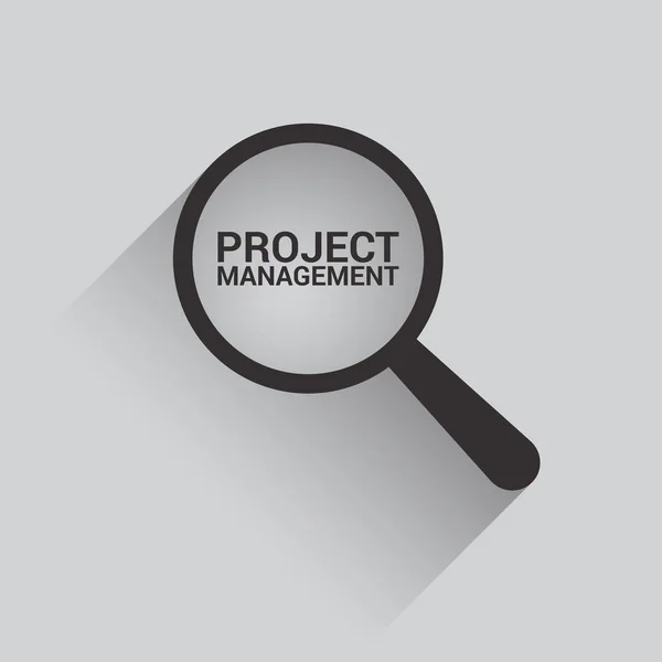 ビジネス コンセプト: 光の虫眼鏡言葉プロジェクト管理 — ストックベクタ