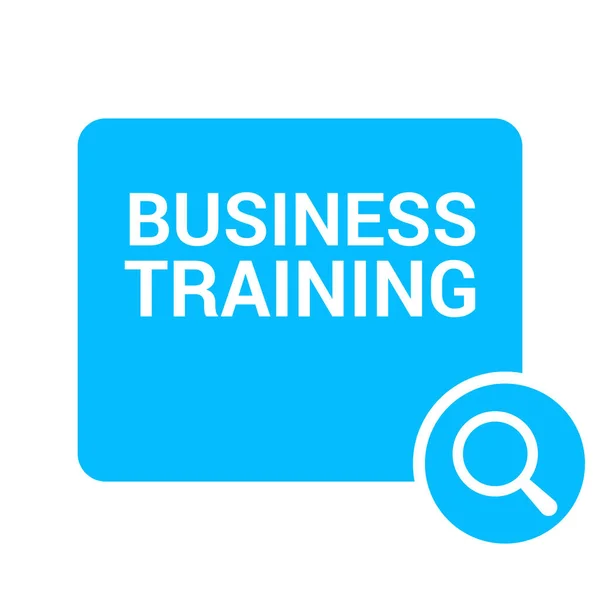 Concetto di apprendimento: lente d'ingrandimento ottica con le parole Business Training — Vettoriale Stock