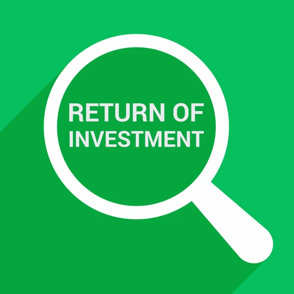 Conceito de negócio: Ampliação de vidro óptico com palavras de retorno do investimento —  Vetores de Stock