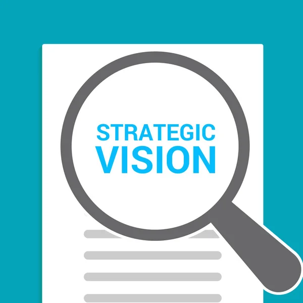 Obchodní koncept: Zvětšení optické sklo s slova strategické vize — Stockový vektor