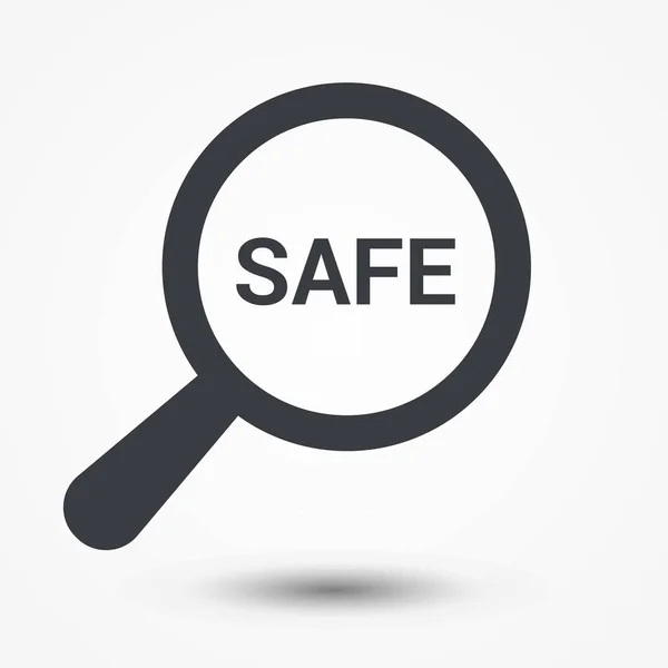 Conceito de segurança: Ampliação de vidro óptico com palavras seguras —  Vetores de Stock