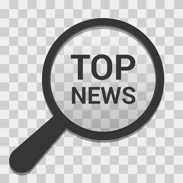Concepto de noticias: lupa óptica con palabras Top News — Vector de stock