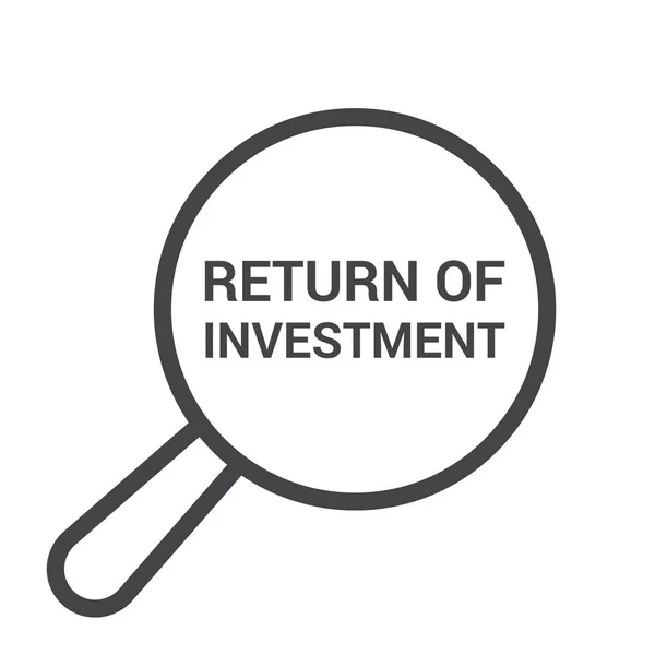 Conceito financeiro: Ampliação de vidro óptico com palavras de retorno do investimento — Vetor de Stock