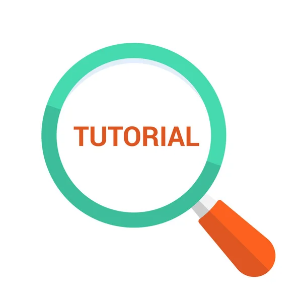Utbildning koncept: Optisk förstoringsglas med ord Tutorial — Stock vektor
