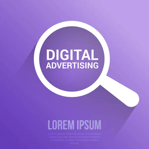 Marketingové koncepce: Zvětšení optické sklo s slova Digitální reklama — Stockový vektor