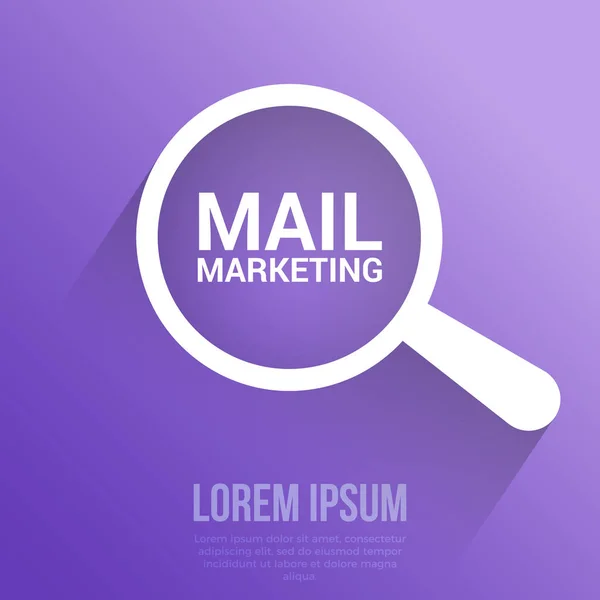 Concetto di marketing: lente d'ingrandimento ottica con parole Mail Marketing — Vettoriale Stock