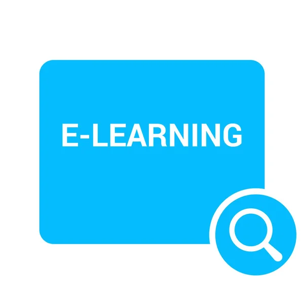 Koncepcja kształcenia: Powiększające szkło optyczne z słowa E-learning — Wektor stockowy