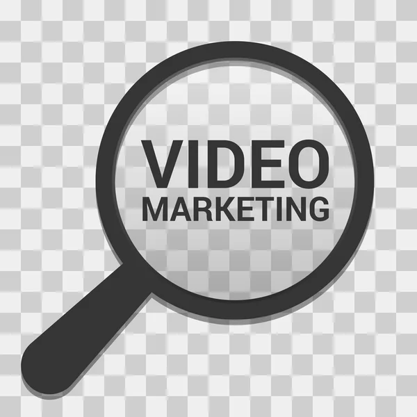 단어 비디오 마케팅 확대 광학 유리 금융 개념: — 스톡 벡터