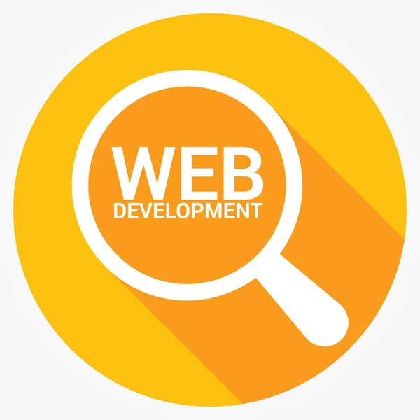 Ampliação de vidro óptico com palavras Web Development — Vetor de Stock